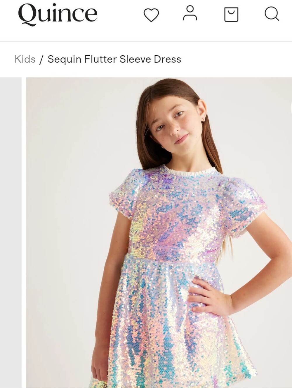 Quince Iridescent Sequence dress-Girls Size 6 -white/Multicolor